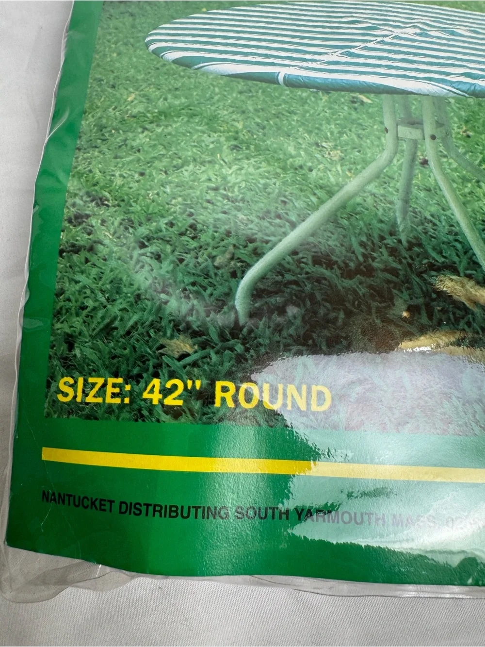Round Table Cover - Green/White Stripe